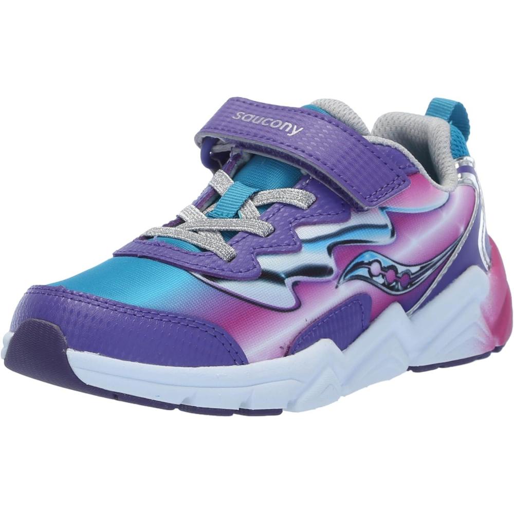 imageSaucony UnisexChild Cohesion KDZ Alternative Closure SneakerTealPurpleChrome