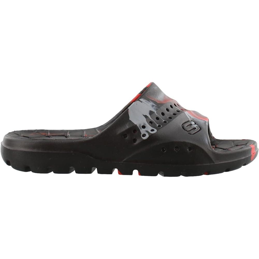 imageSkechers Boys Foamies HoganAqua Spurt Slide Sandal SneakerBlackGreyRed
