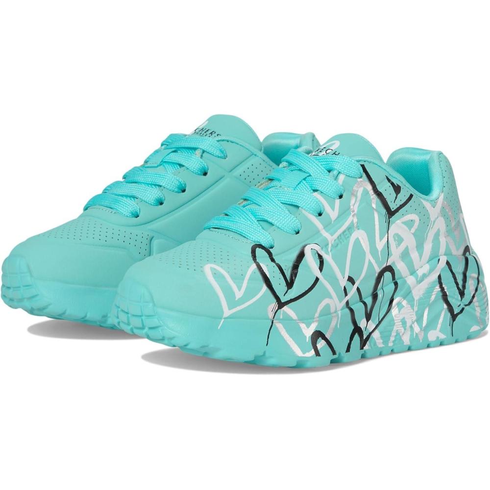 imageSkechers Womens Uno LiteMetallic Love 314067l Little Big Kid SneakerTurquoiseMulti