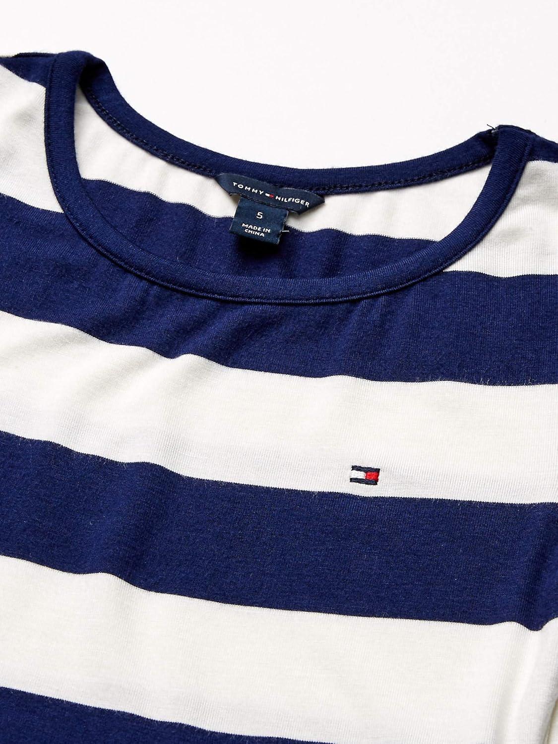 imageTommy Hilfiger Girls Short Sleeve Striped DressWhisper White 1008