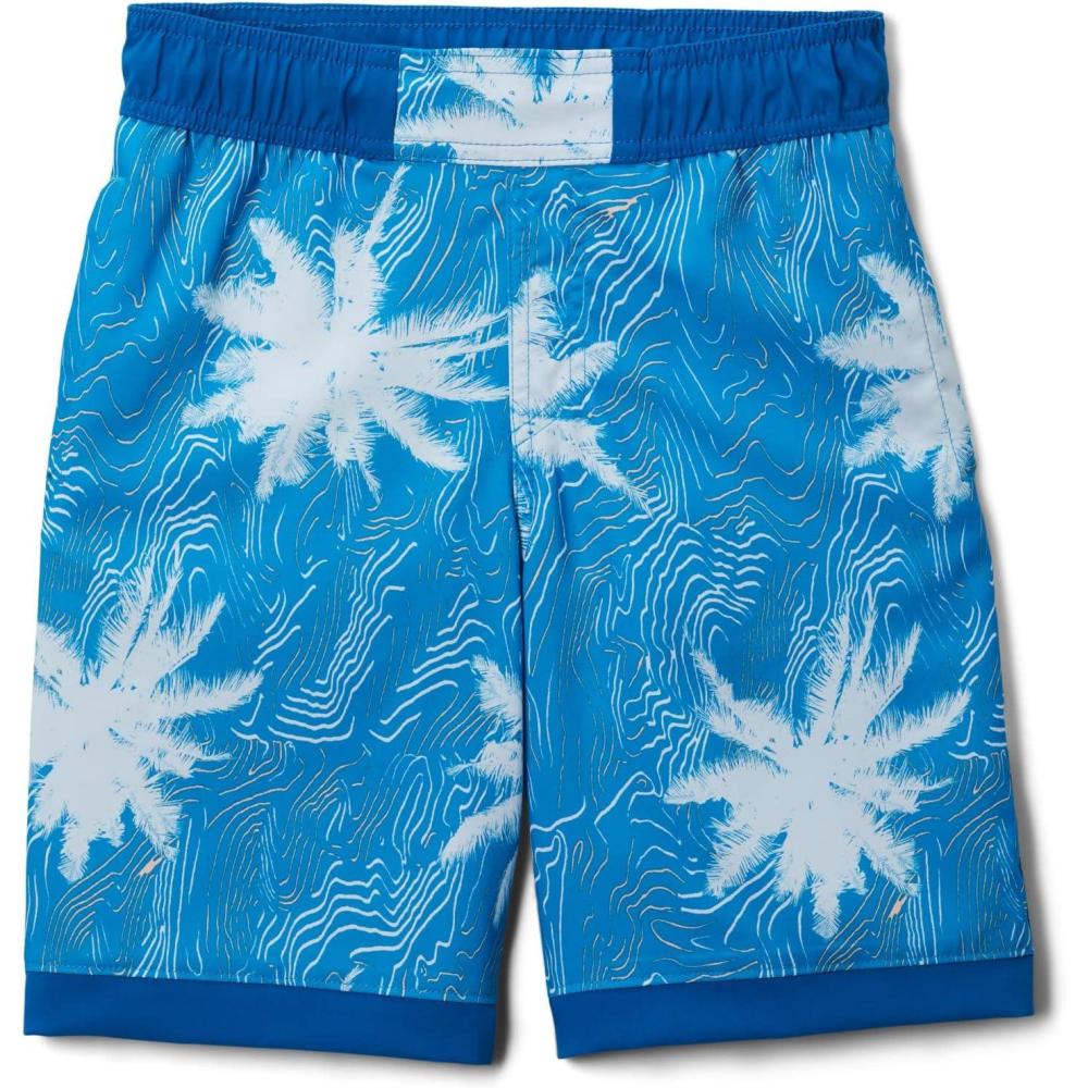 imageColumbia Boys Sandy Shores Boardshort MoistureWicking UV Sun ProtectionCompass Blue Topo PalmsBright Indigo