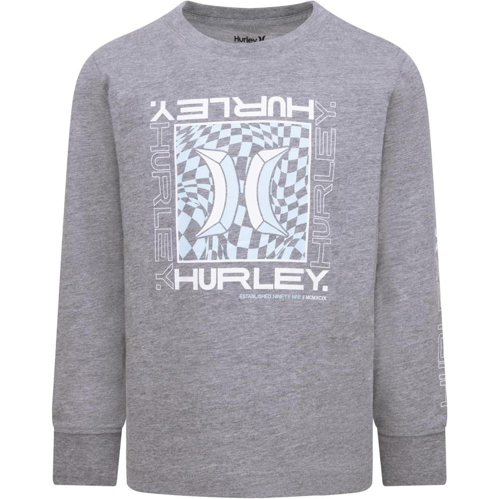 imageHurley Boys Check Box Long Sleeve Tee Little KidCarbon Heather