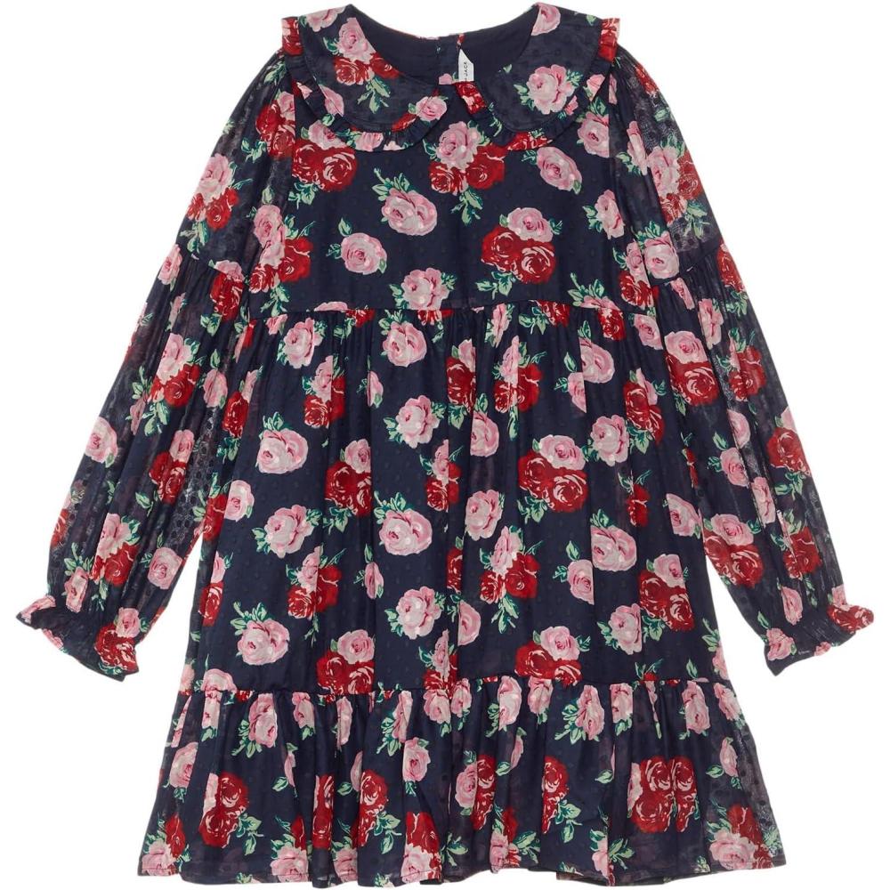 imageJanie and Jack Girls Rose Print Dress ToddlerLittle Big KidsDark Blue