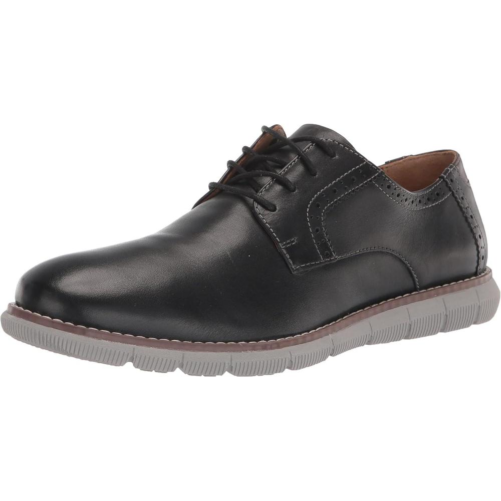imageJohnston ampamp Murphy Big Kid Holden Plain Toe Boys Dress Casual LaceUp ShoeBlack Fg Leather