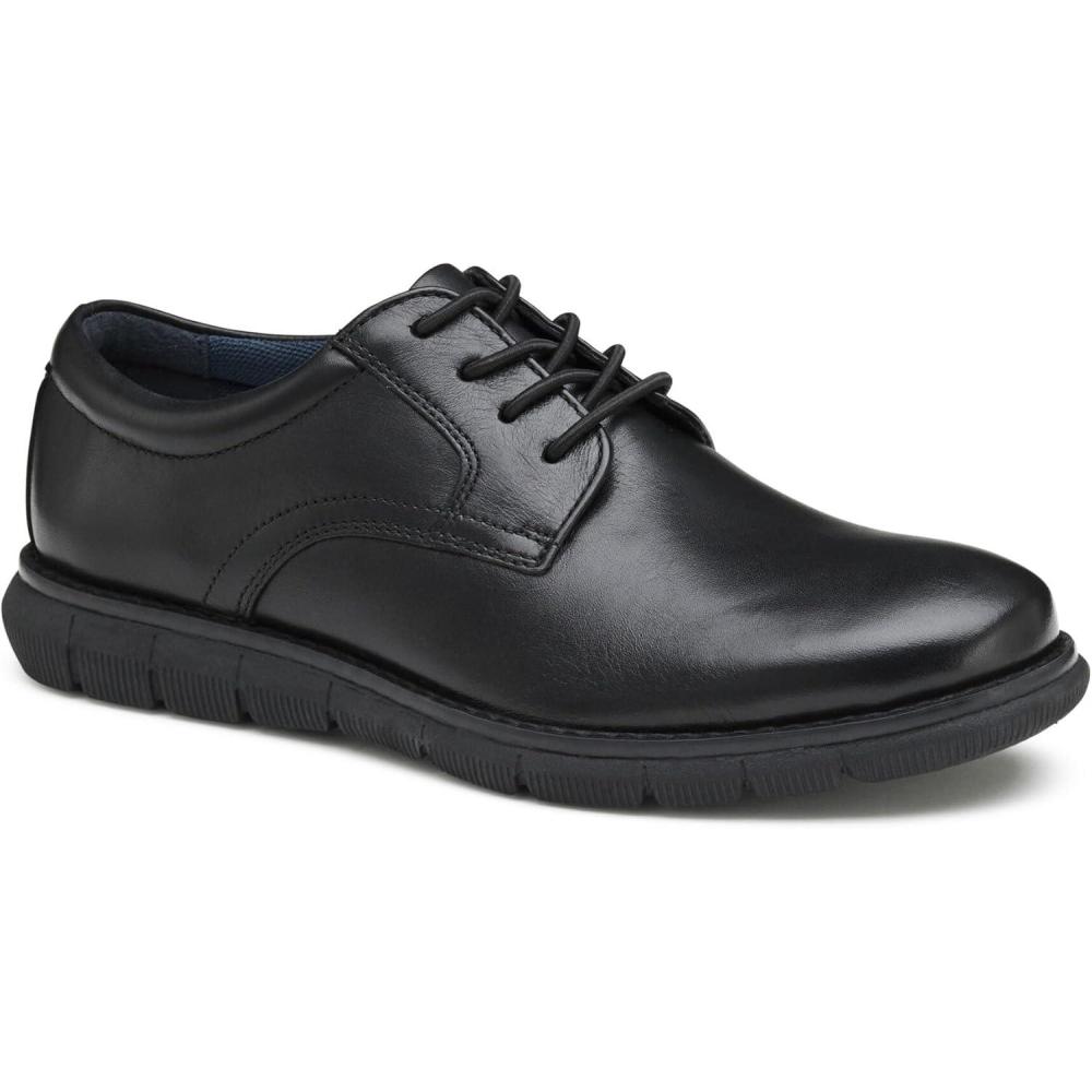 imageJohnston ampamp Murphy Big Kid Holden Plain Toe Boys Dress Casual LaceUp ShoeBlack Full Grain