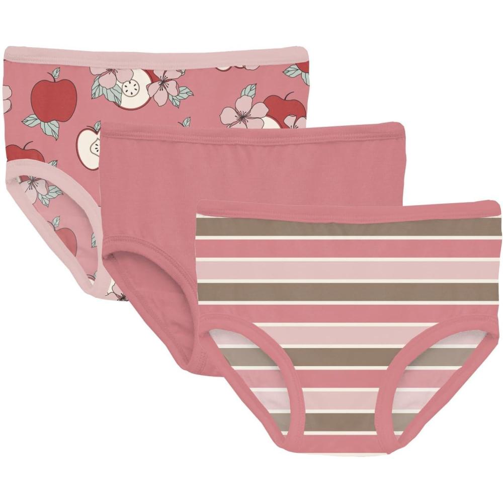 imageKicKee Girls Underwear Set of 3 Prints and Solid Colors Soft Girl Panties Toddler to Big Kid All Day WearDesert Rose Apple Picking  Desert Rose  Neapolitan Stripe