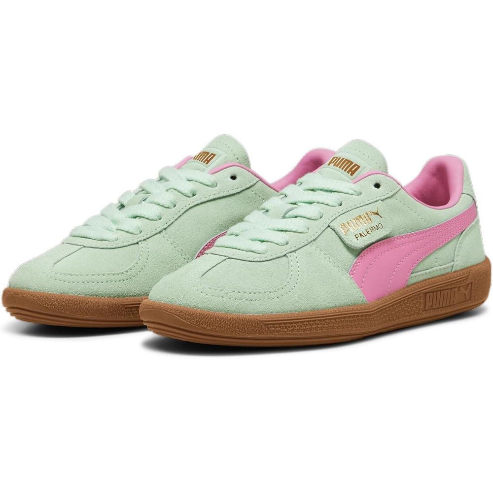 imagePUMA Kids Boys Palermo Lace Up Sneakers Shoes  GreenFresh MintFast Pink