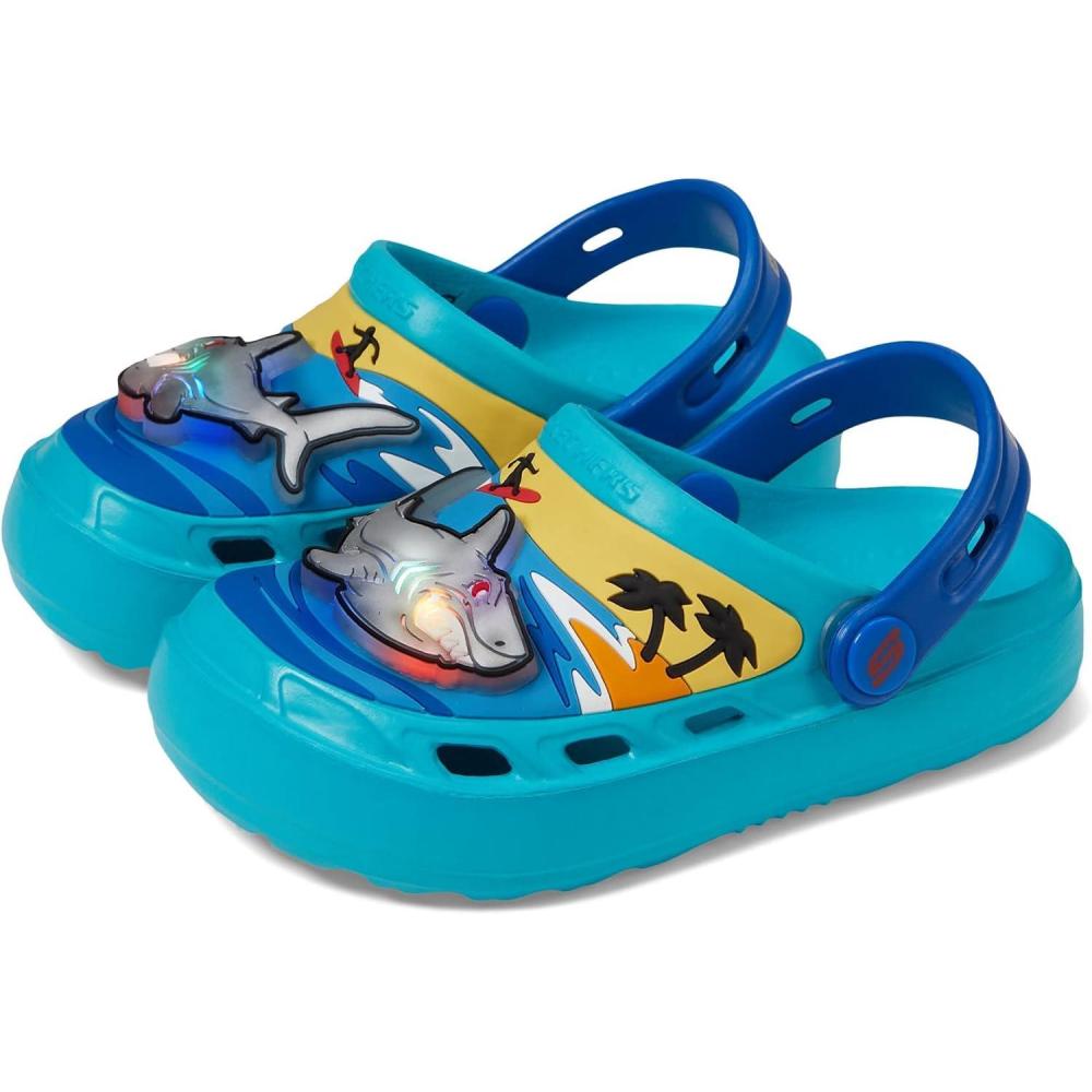 imageSkechers boys Foamies Swifters Ii  Illumishark SlideTurquoiseLight Blue