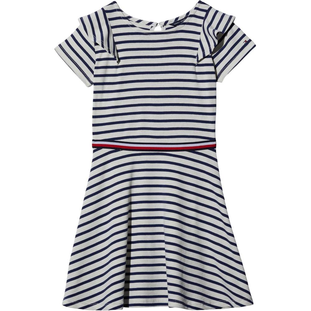 imageTommy Hilfiger Girls Short Sleeve Striped DressEgret