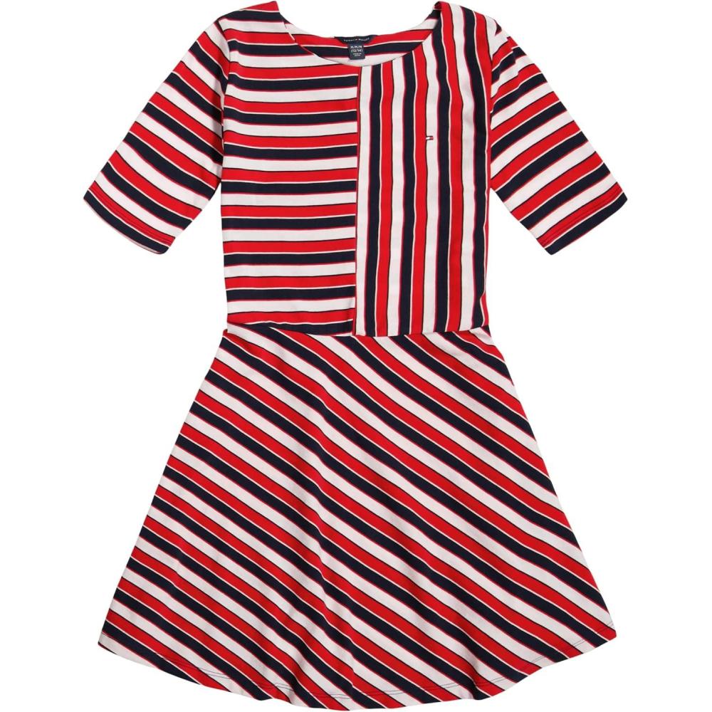 imageTommy Hilfiger Girls Short Sleeve Striped DressNavy Blazer Stripe