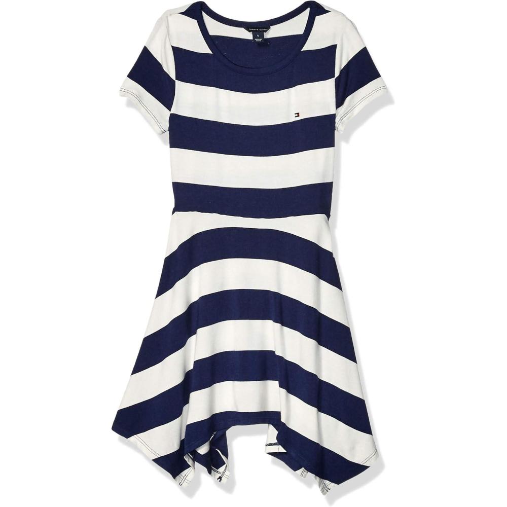 imageTommy Hilfiger Girls Short Sleeve Striped DressWhisper White 1008