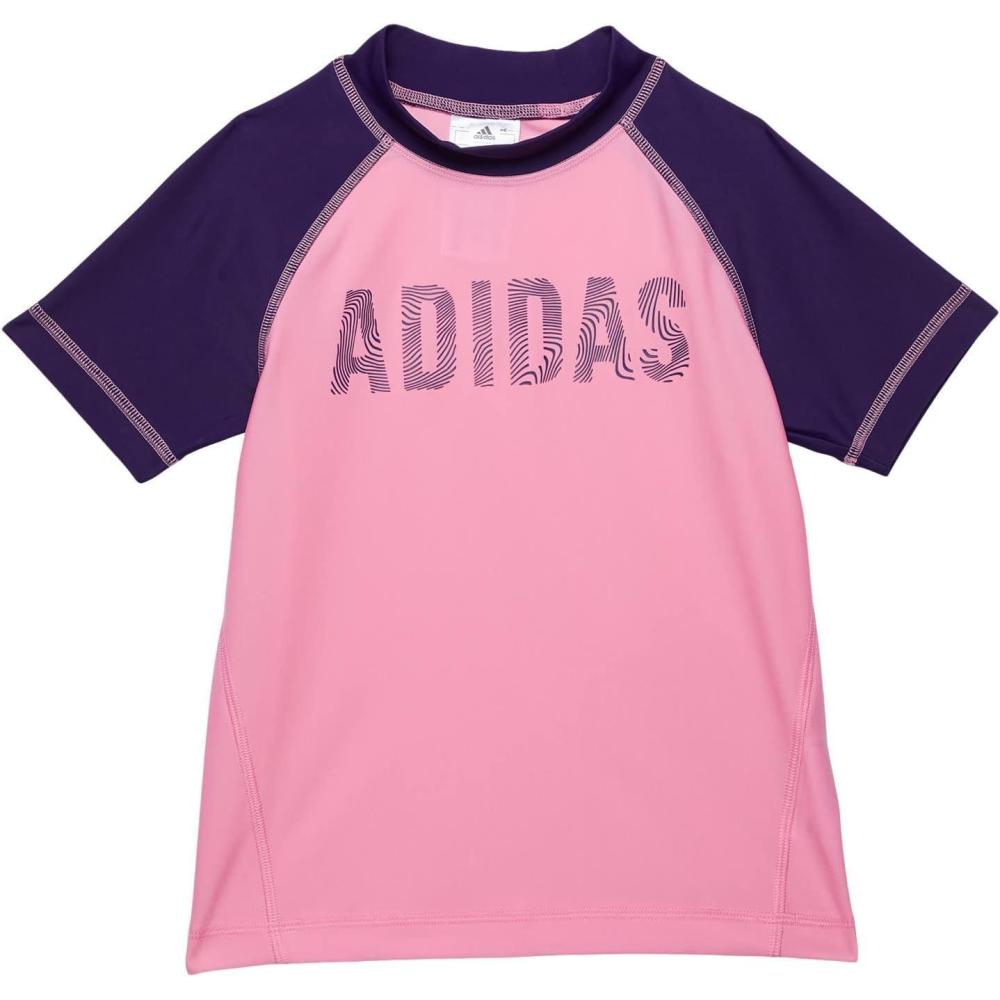 imageadidas Kids Standard Short Sleeve Rash GuardBliss PinkDark Purple