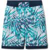 Columbia Boys Sandy Shores Boardshort, Moisture-Wicking, UV Sun Protection(Bright Aqua Dye Palms Tonal/Dk Mountain)