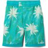 Columbia Boys Sandy Shores Boardshort, Moisture-Wicking, UV Sun Protection(Bright Aqua Topo Palms/Bright Aqua)