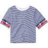 Levi’s Girls’ High Rise Graphic T-Shirt(Medieval Blue Striped)