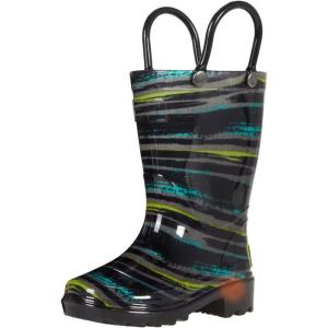 Western Chief Brush Stripe Lighted Boys InfantToddlerYouth Boot(Black)