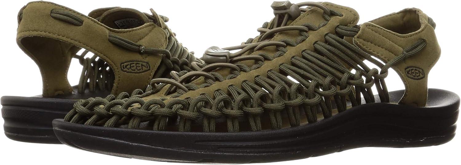 imageKEEN Mens Uneek Classic Two Cord SandalsDark OliveBlack