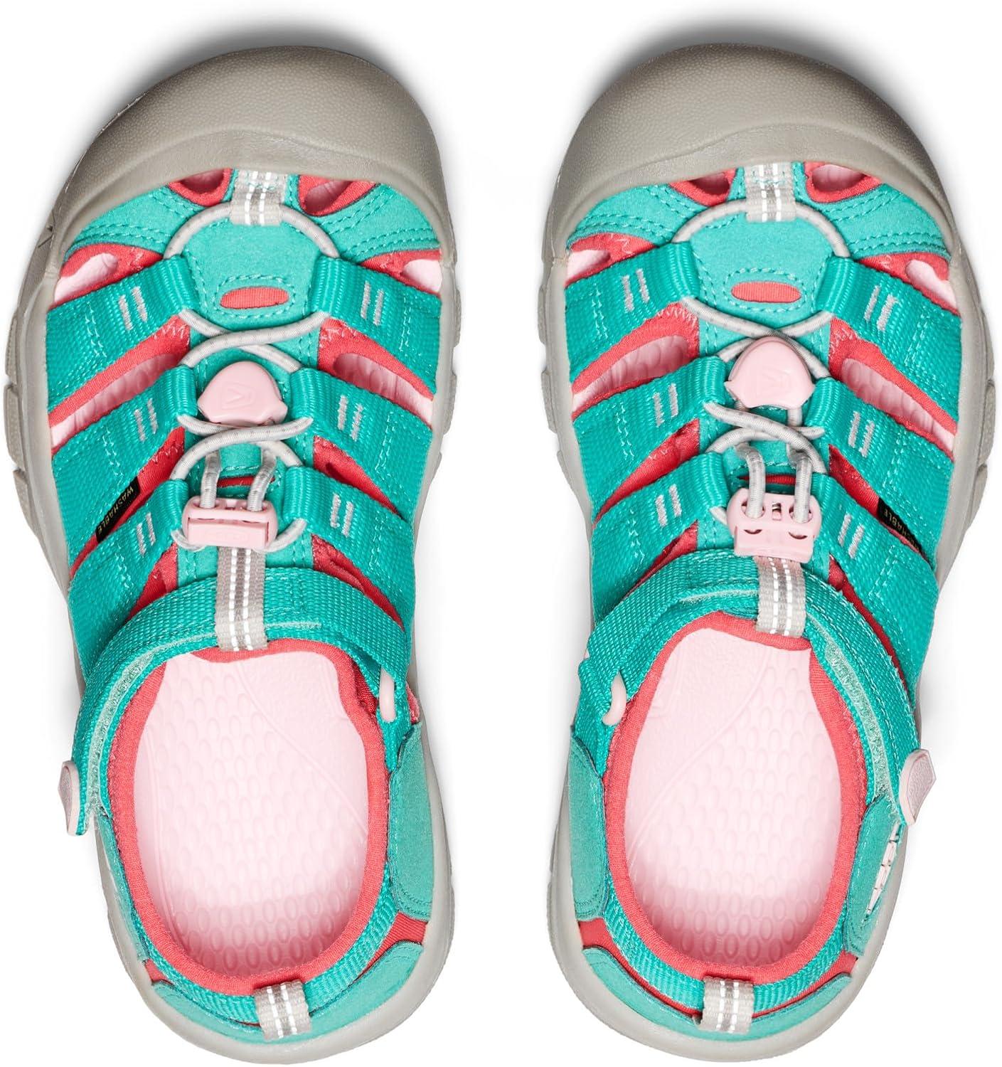 imageKEEN UnisexChild Newport H2 Closed Toe Water SandalsBright AquaGiggle Pink