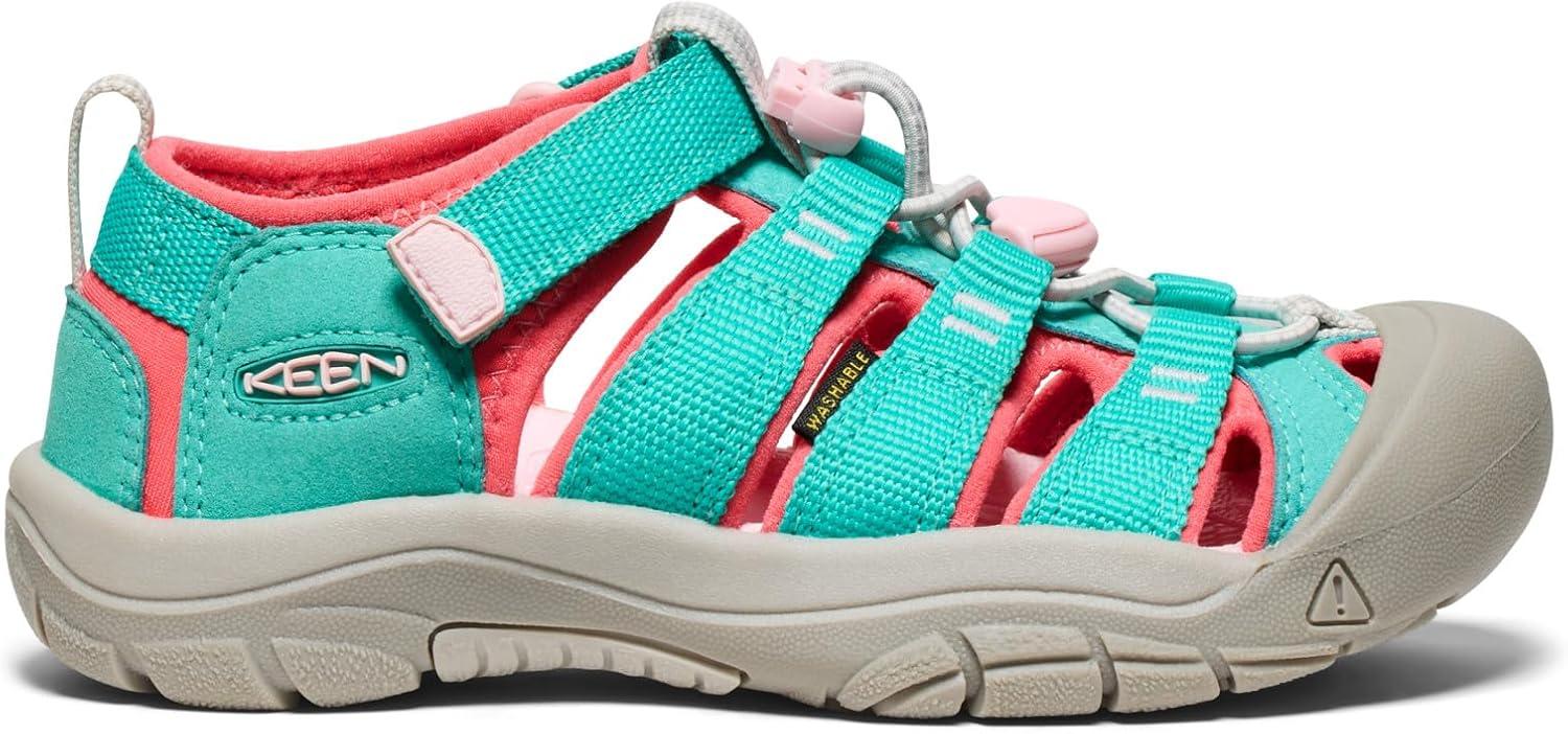 imageKEEN UnisexChild Newport H2 Closed Toe Water SandalsBright AquaGiggle Pink