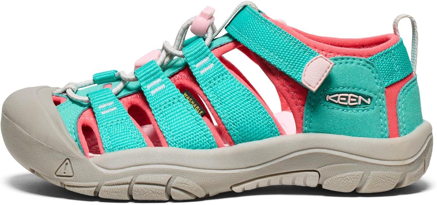 imageKEEN UnisexChild Newport H2 Closed Toe Water SandalsBright AquaGiggle Pink