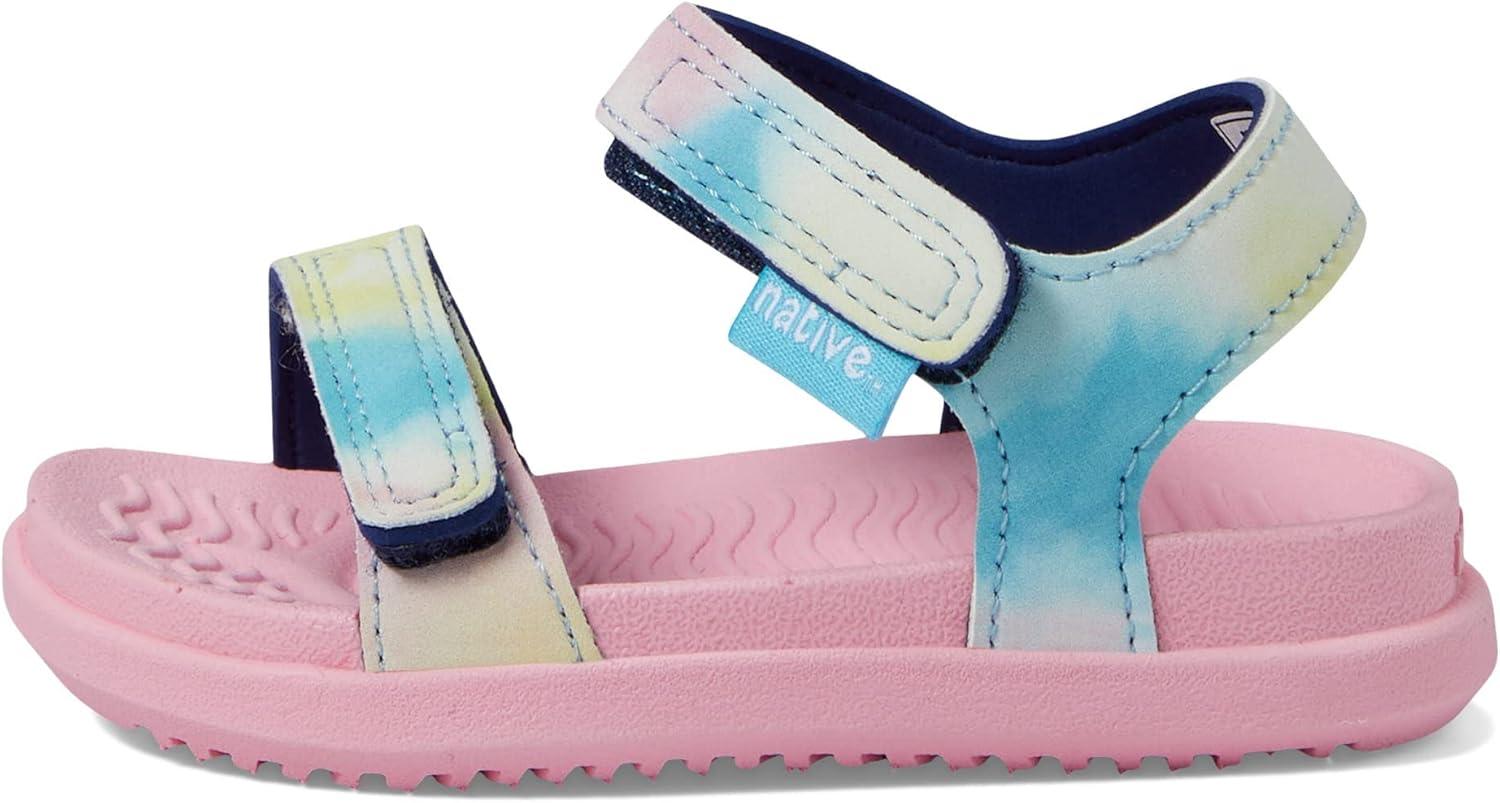 imageNative Shoes Kids Charley Sugarlite Print Flat Sandals for Little Kid HookLoop Closure with EVA Footbed and EyeCatching DesignPrincess PinkPrincess PinkPastel Tiedye