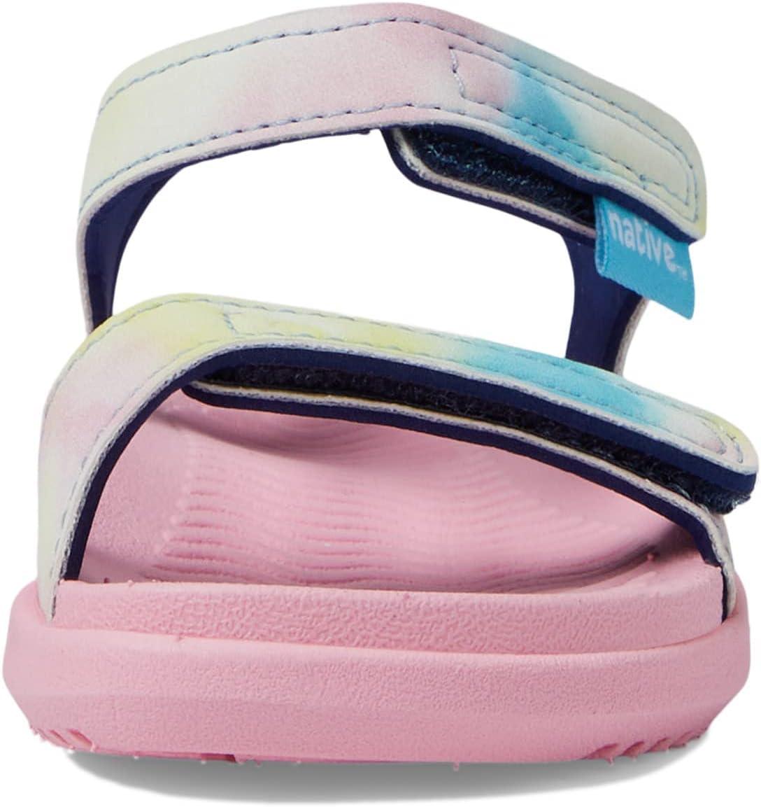 imageNative Shoes Kids Charley Sugarlite Print Flat Sandals for Little Kid HookLoop Closure with EVA Footbed and EyeCatching DesignPrincess PinkPrincess PinkPastel Tiedye