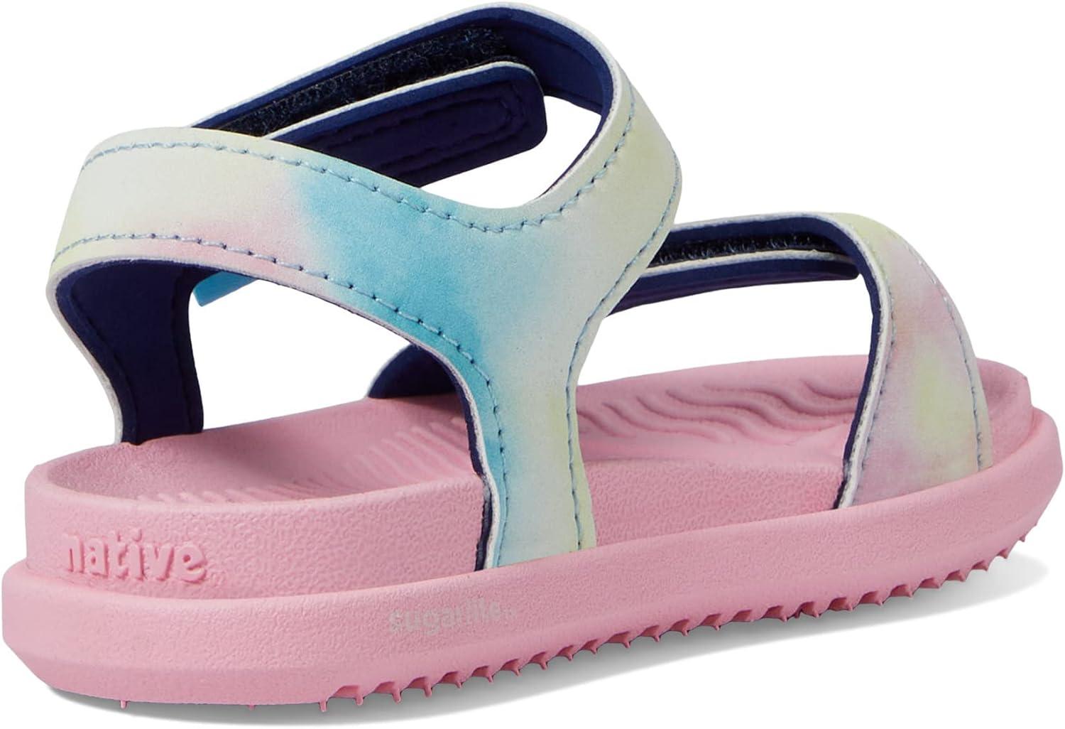 imageNative Shoes Kids Charley Sugarlite Print Flat Sandals for Little Kid HookLoop Closure with EVA Footbed and EyeCatching DesignPrincess PinkPrincess PinkPastel Tiedye