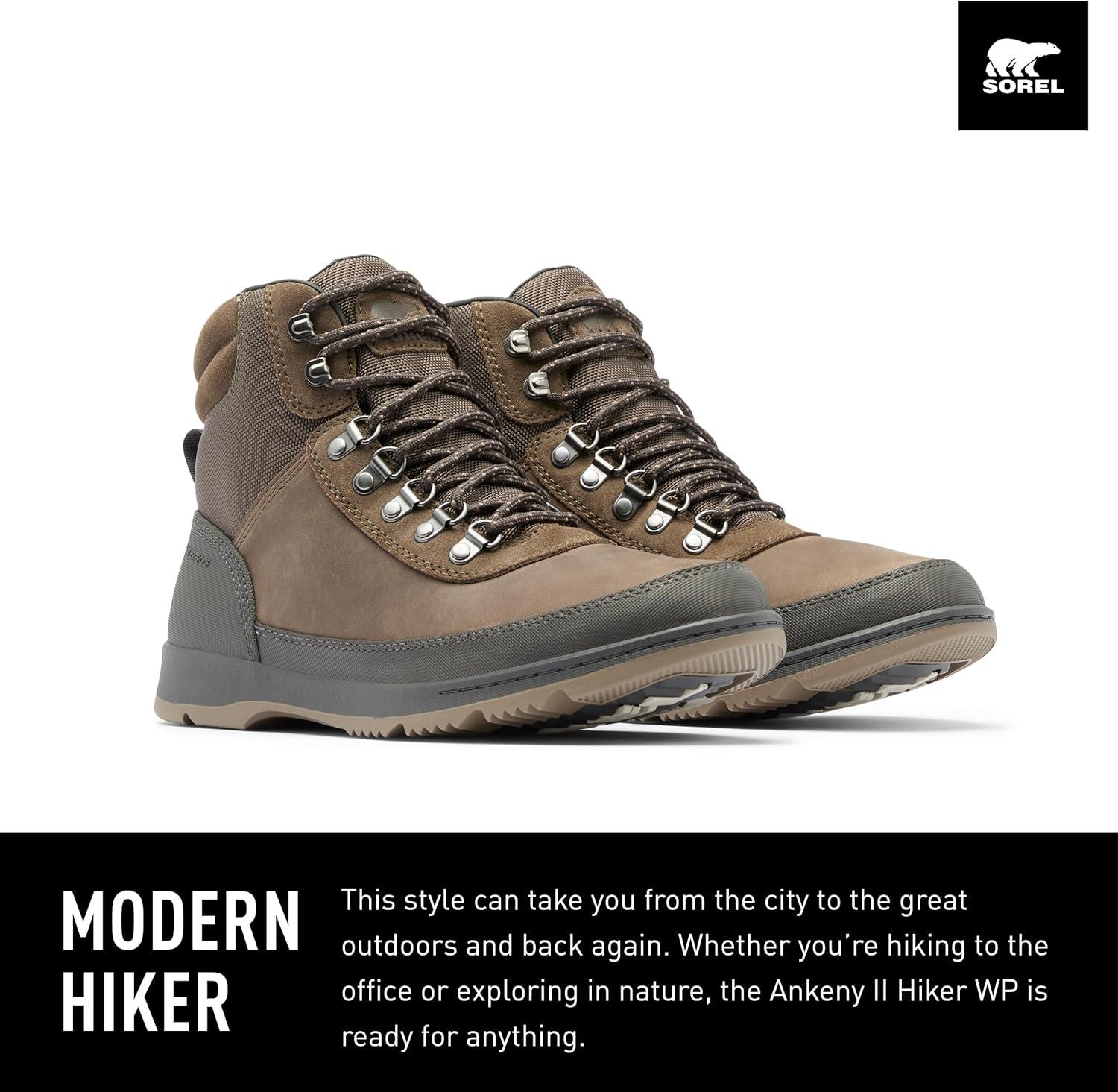 imageSOREL Mens Ankeny ll Hiker Plus Waterproof BootMajor Wet Sand