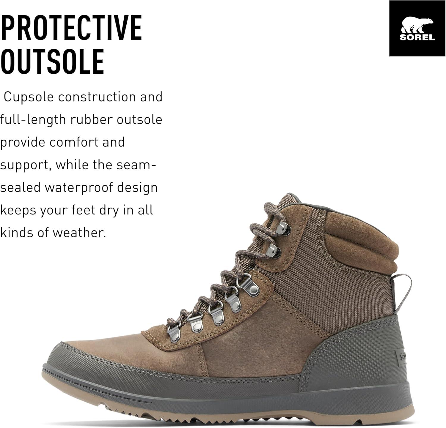 imageSOREL Mens Ankeny ll Hiker Plus Waterproof BootMajor Wet Sand