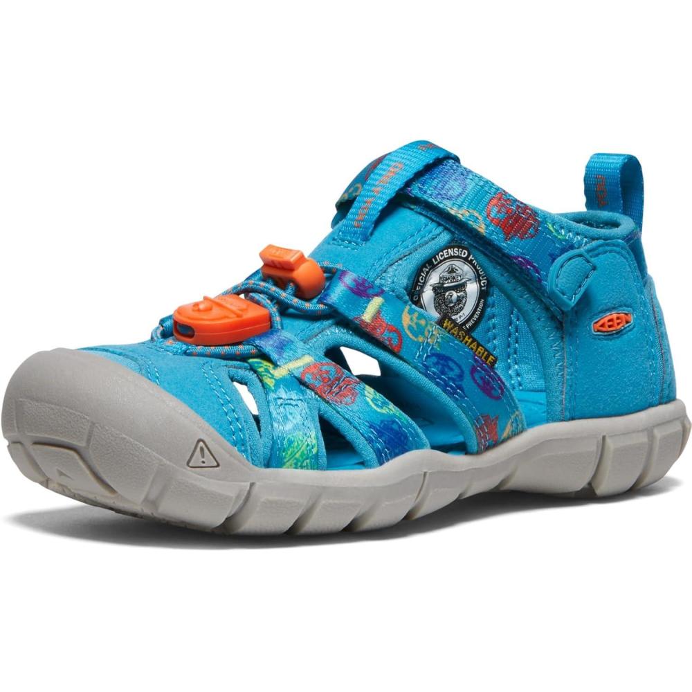 imageKEEN Boys Seacamp II CNX Sandal  Little KidSmokey BearFjord Blue