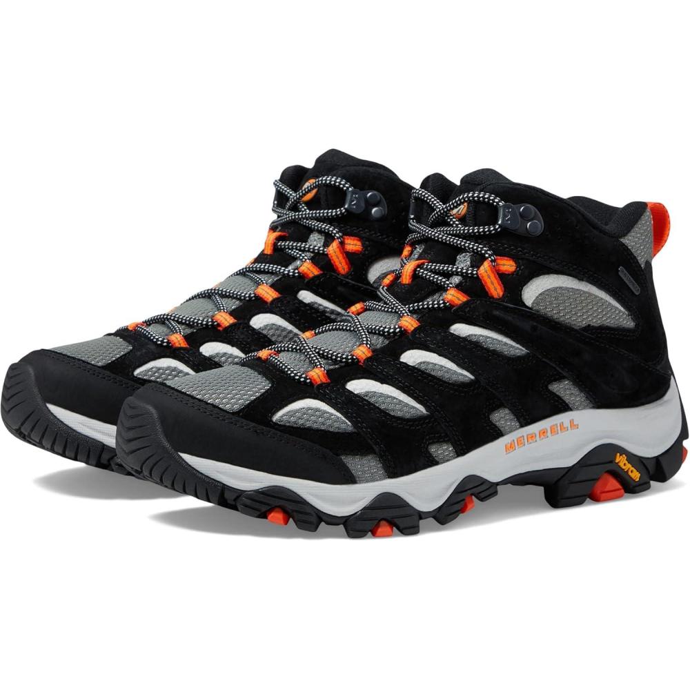 imageMerrell Mens Moab 3 Mid Waterproof Hiking BootBlackTangerine