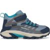 Merrell unisex-child Moab Speed 2 Mid Alternative Closure Waterproof(Stone/Blue/Turq)