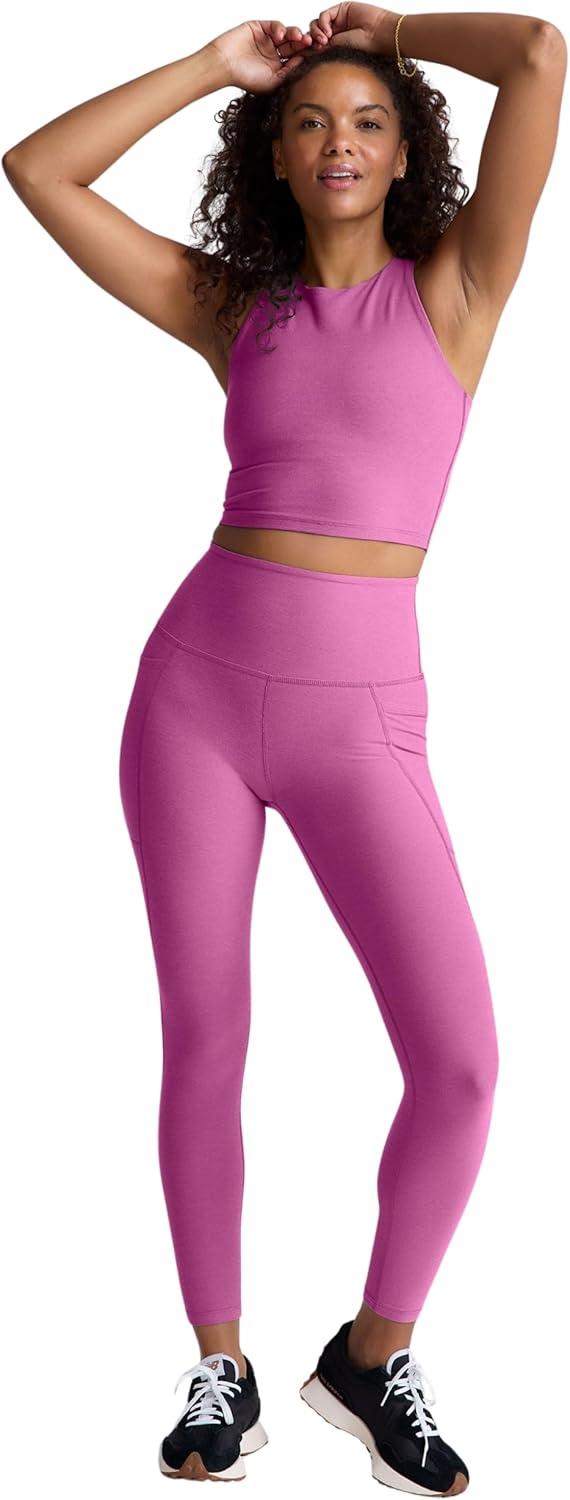 imageBeyond Yoga Womens Spacedye Out of Pocket HighWaisted Midi LeggingSunset Violet Heather