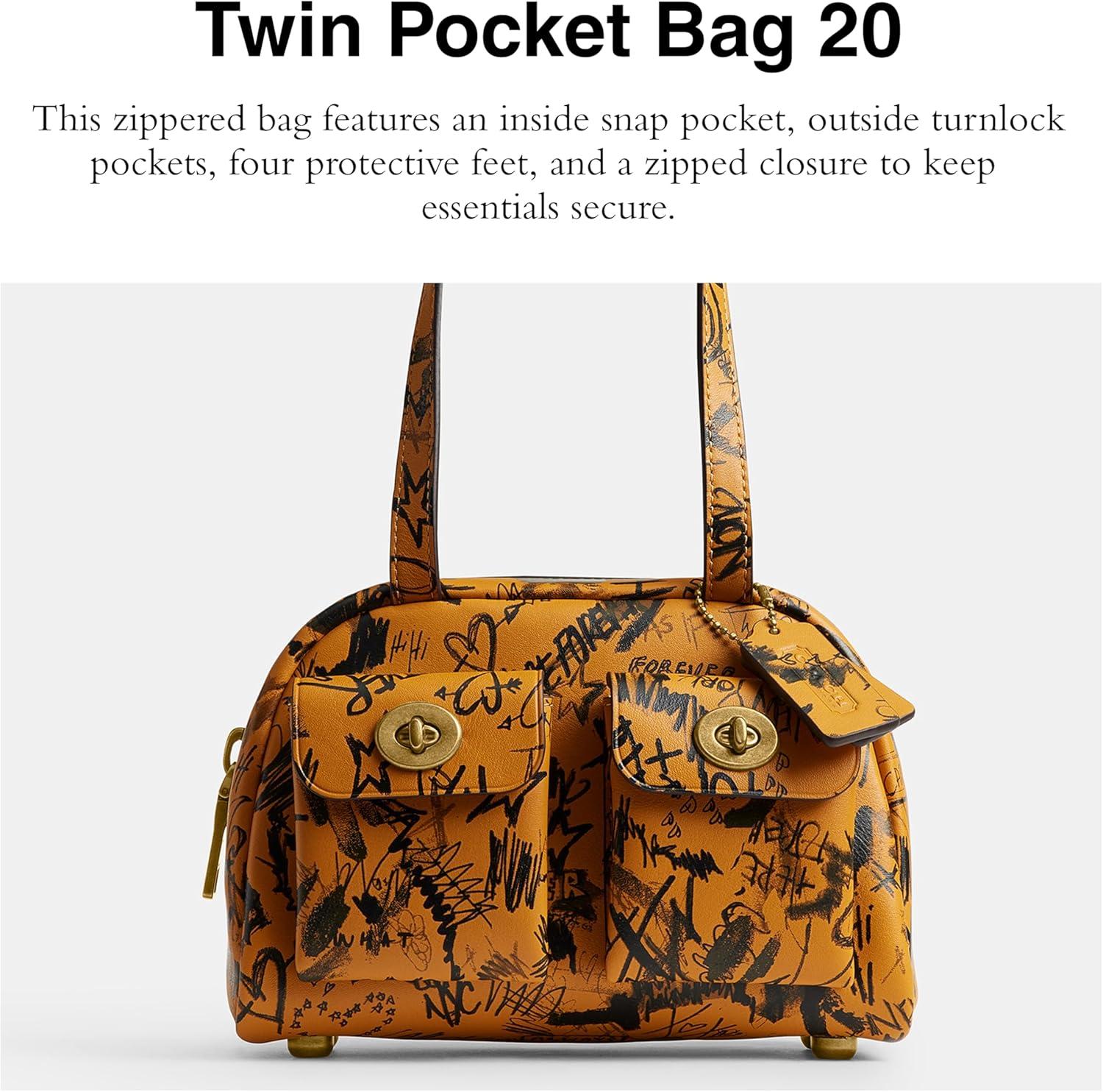 imageCoach Twin Turnlock Bag 20 in Graffiti 1ZOchre MultiGraffitiOchre Multi
