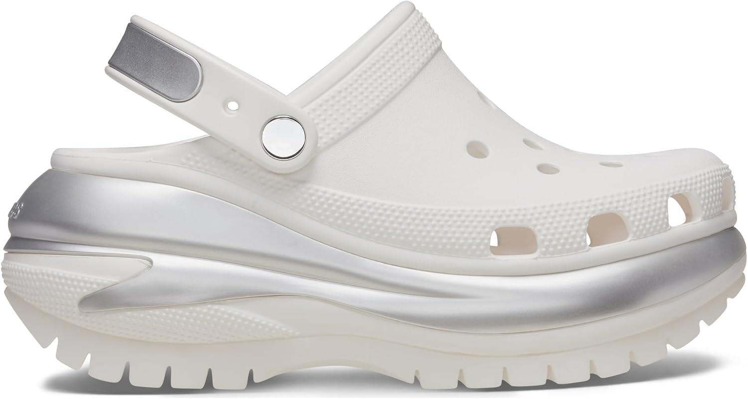 imageCrocs Unisex Adult Mega Crush ClogsWhiteSilver