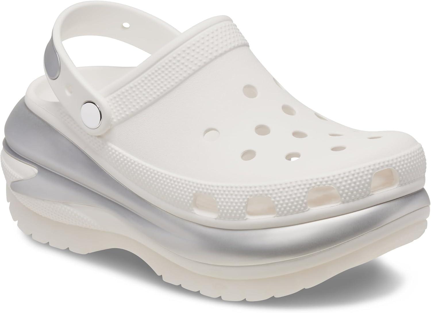 imageCrocs Unisex Adult Mega Crush ClogsWhiteSilver