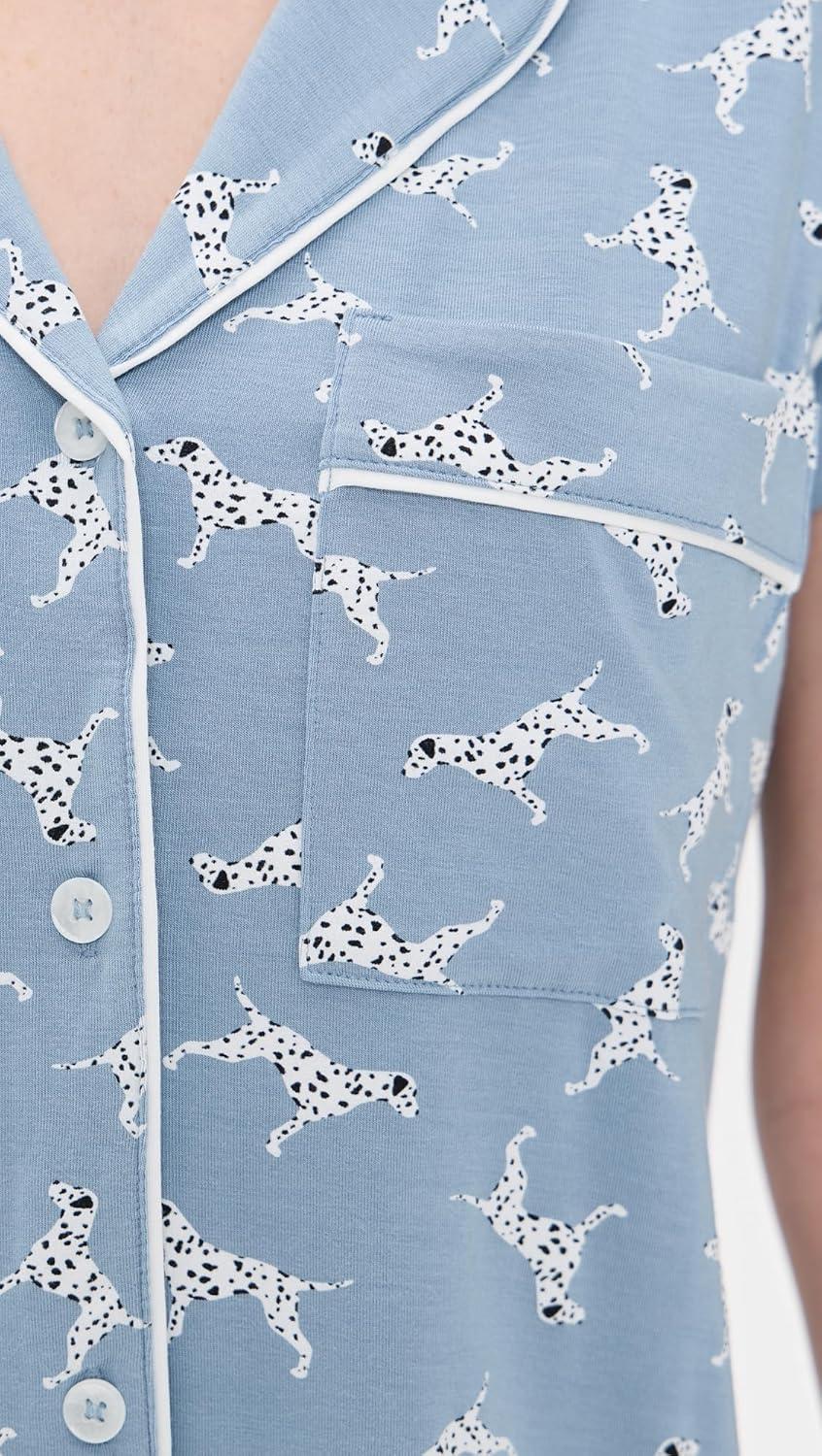 imageEberjey Gisele Relaxed Short PJ Set Sorbet PinkBlackDalmation Faded DenimIvory