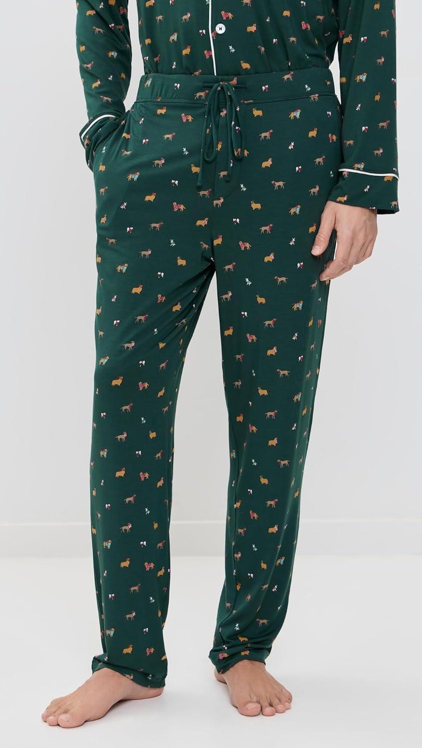 imageEberjey Gisele Relaxed Short PJ Set Sorbet PinkBlackHoliday Dogs PineIvory