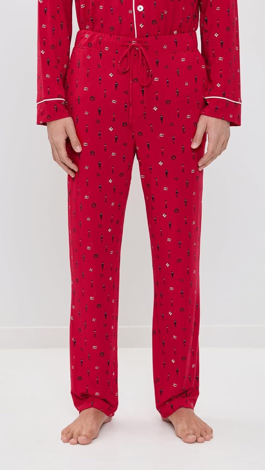 imageEberjey Gisele Relaxed Short PJ Set Sorbet PinkBlackNutcracker Holly RedIvory