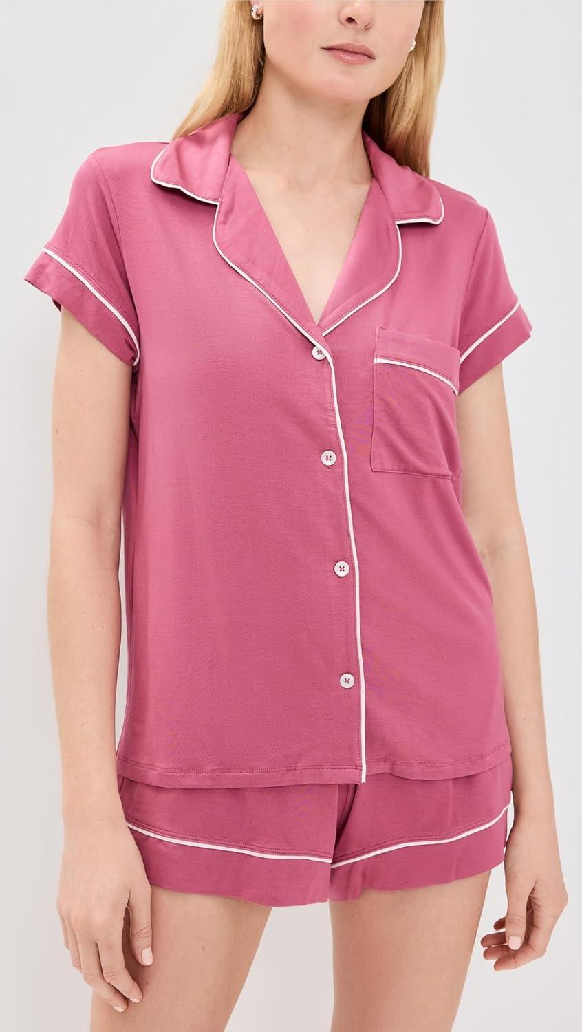 imageEberjey Gisele Relaxed Short PJ Set Sorbet PinkBlackRaspberryIvory