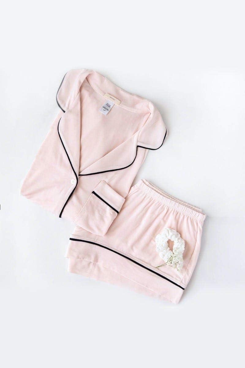 imageEberjey Gisele Relaxed Short PJ Set Sorbet PinkBlackSorbetBlack