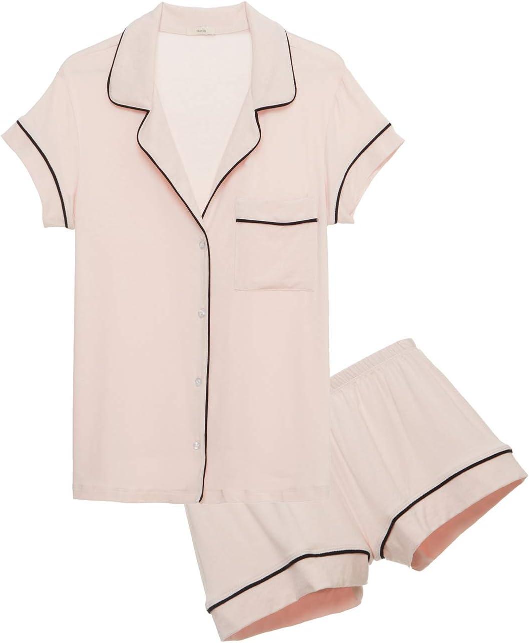 imageEberjey Gisele Relaxed Short PJ Set Sorbet PinkBlackSorbetBlack
