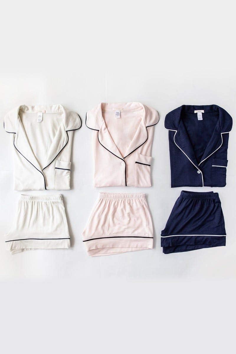 imageEberjey Gisele Relaxed Short PJ Set Sorbet PinkBlackSorbetBlack