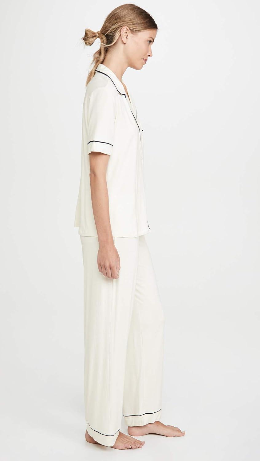 imageEberjey Gisele Short Sleeve Pant PJ SetIvoryNavy