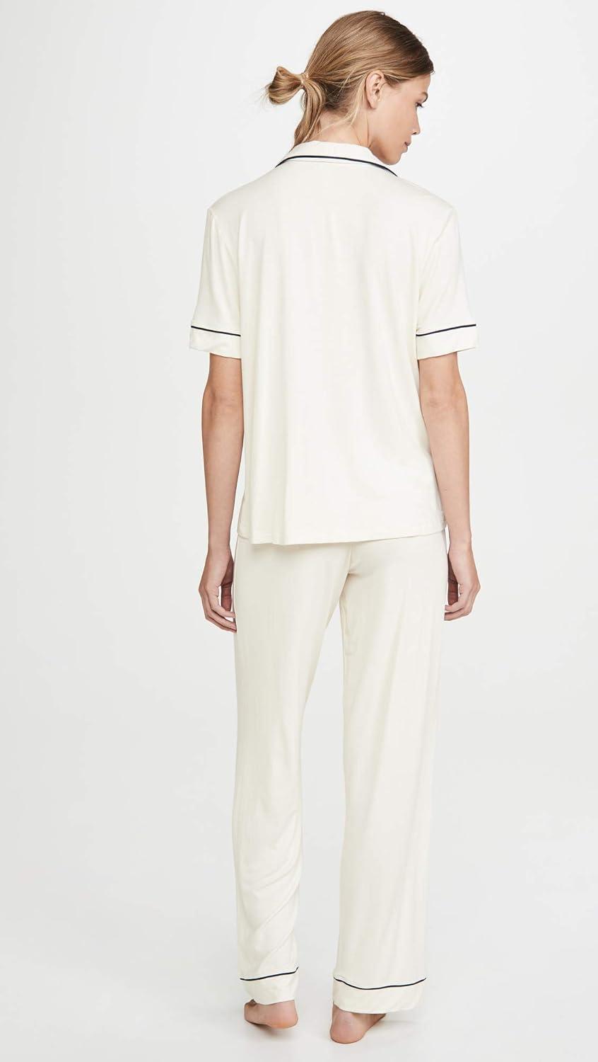 imageEberjey Gisele Short Sleeve Pant PJ SetIvoryNavy