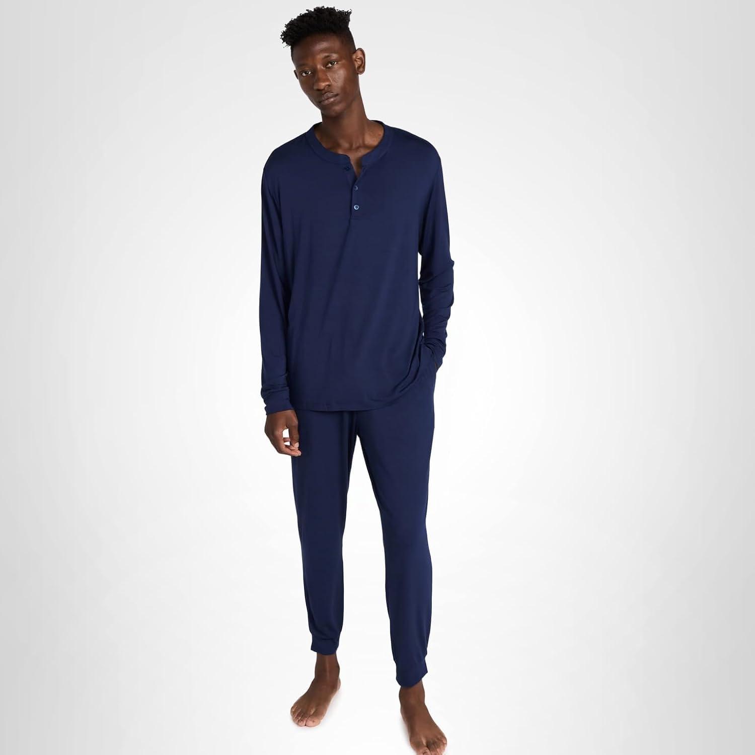imageEberjey Henry Mens Jersey Modal PJ SetTrue Navy