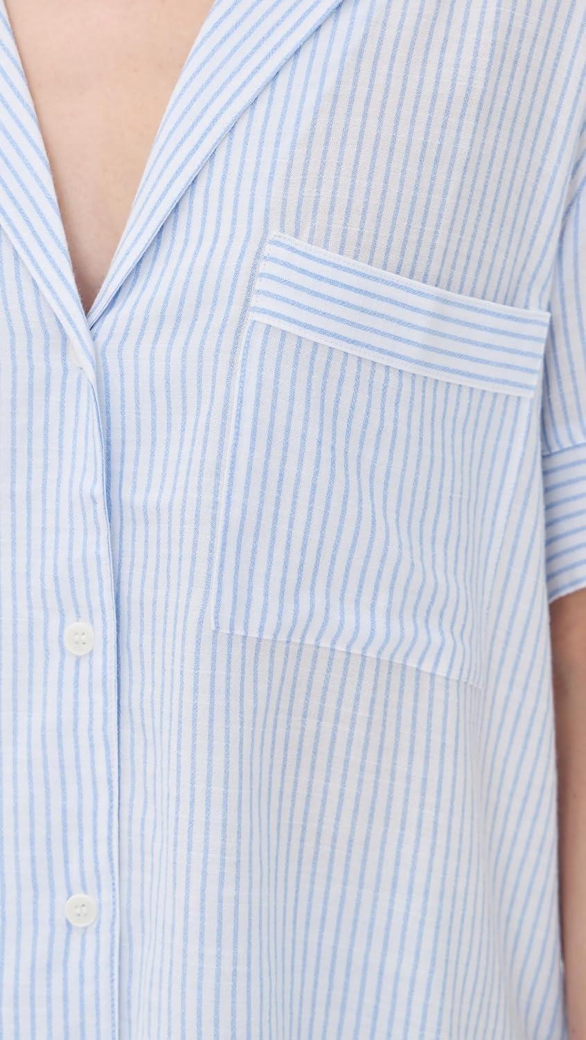 imageEberjey Womens Nautico Shortie PJ SetWhiteCornflower Blue