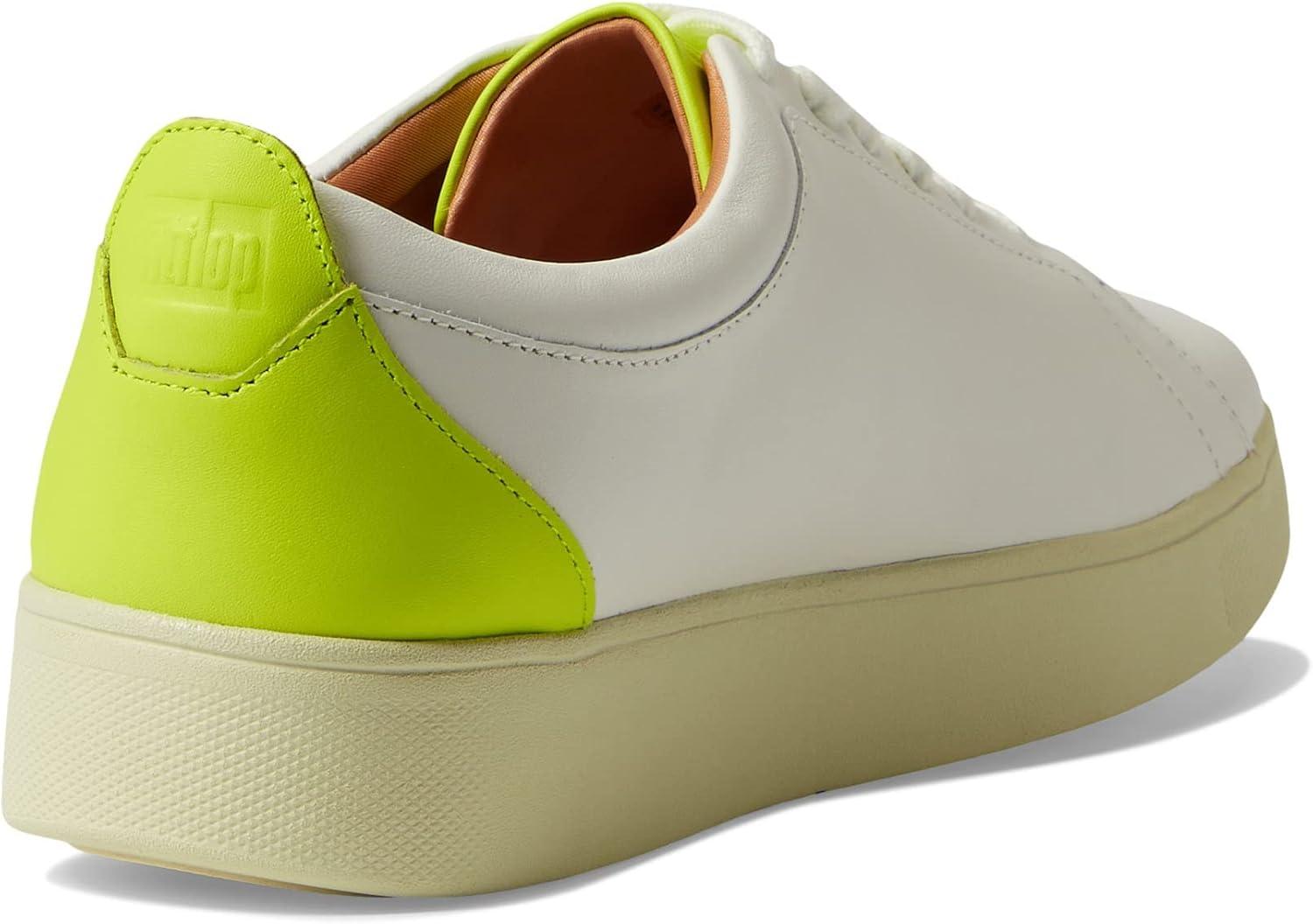 imageFitFlop Rally Leather SneakersUrban WhiteElectric Yellow