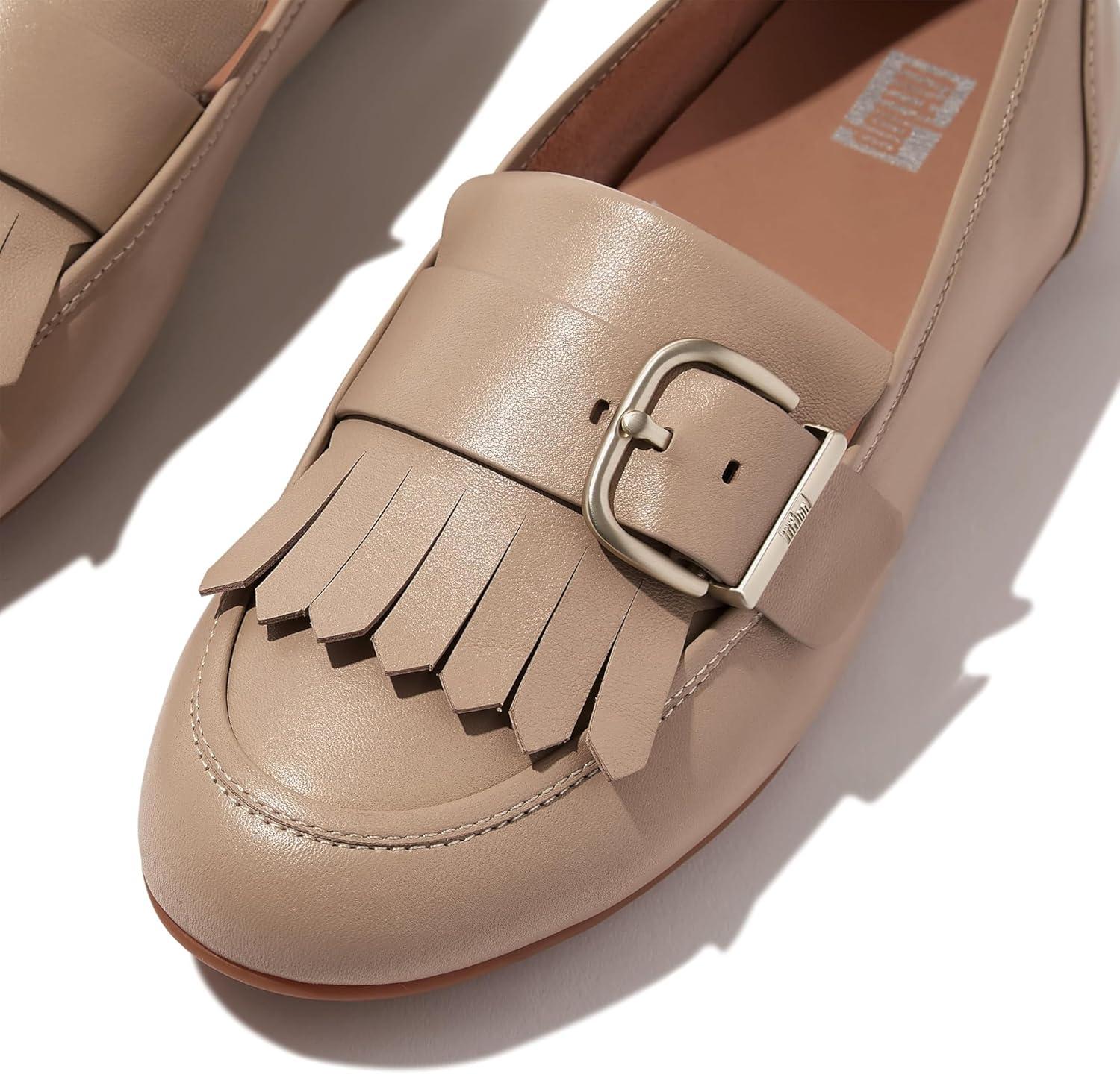 imageFitFlop Womens FMode Leather Flatform Penny LoafersLatte Beige