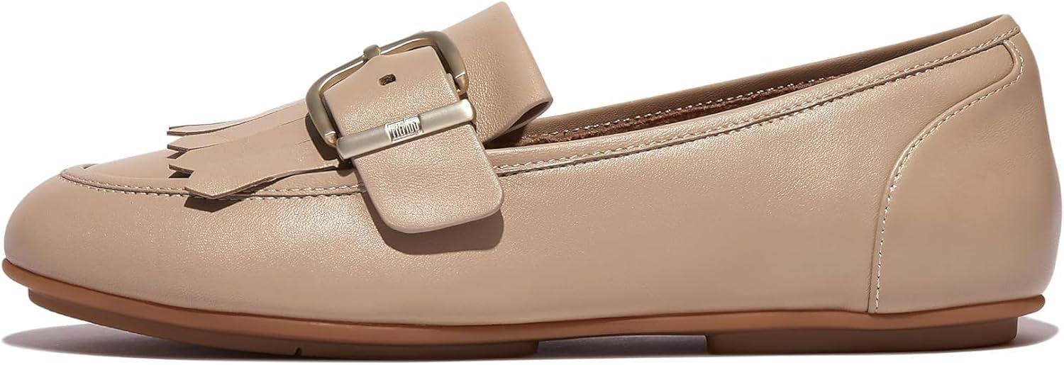 imageFitFlop Womens FMode Leather Flatform Penny LoafersLatte Beige